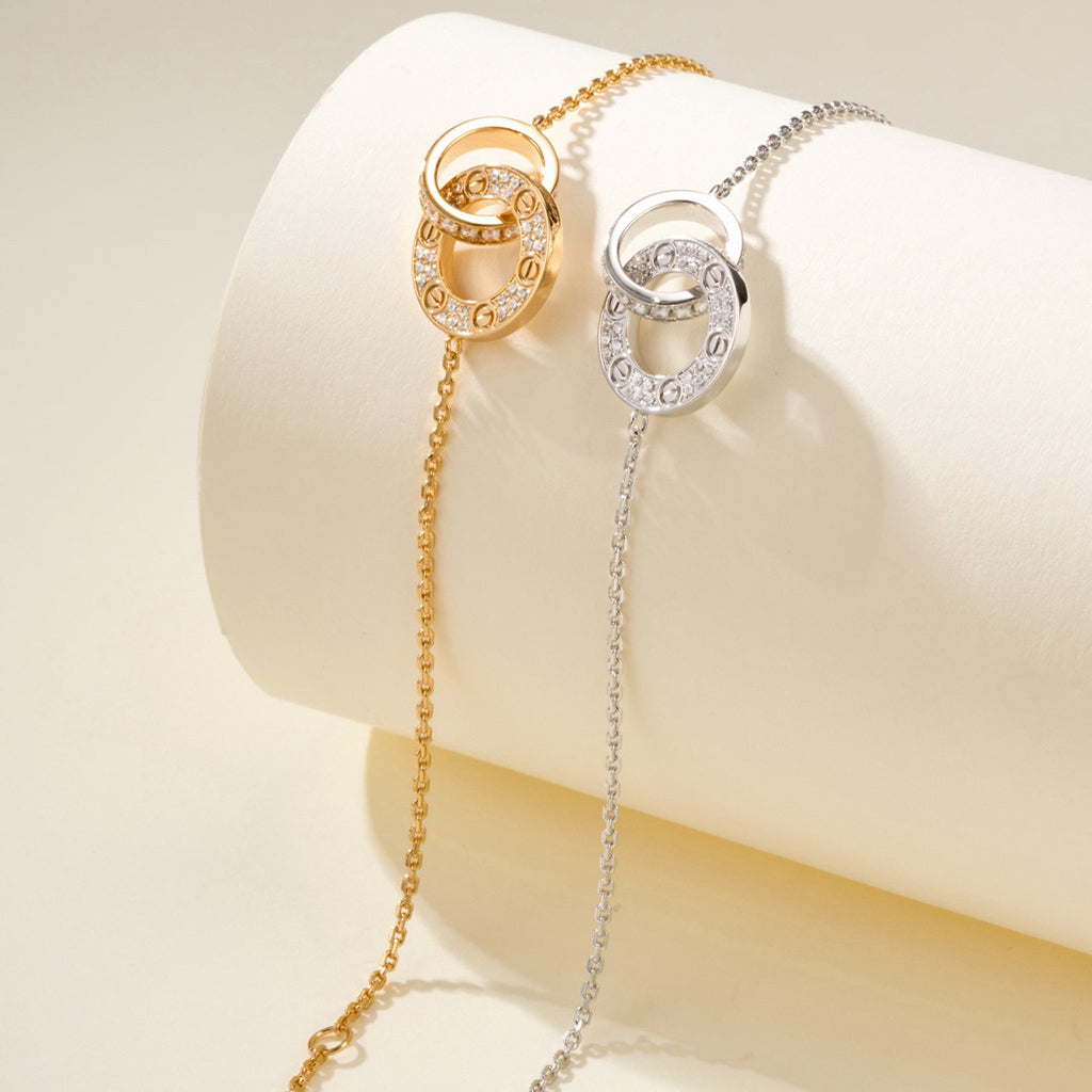 [Dawnora Jewelry]LOVE DOUBLE RING FULL DIAMOND BRACELET