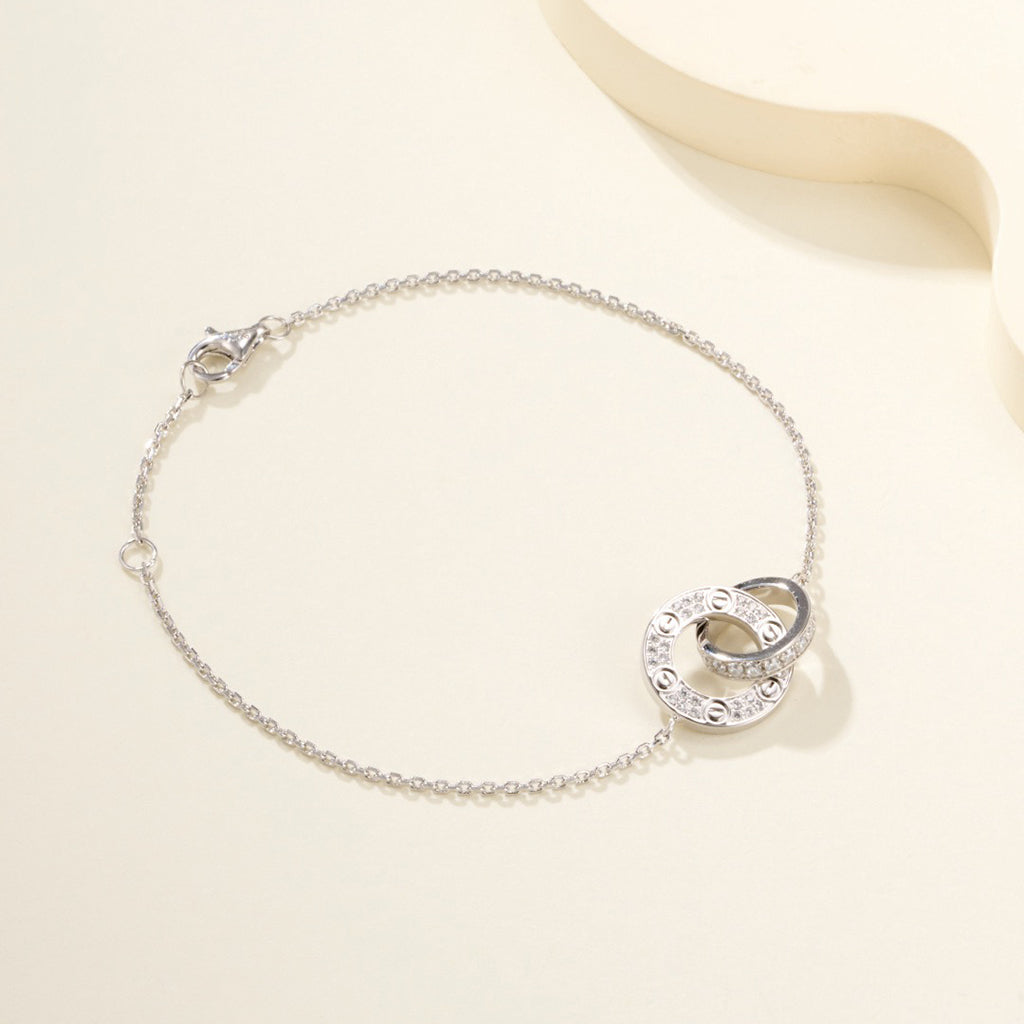 [Dawnora Jewelry]LOVE DOUBLE RING FULL DIAMOND BRACELET