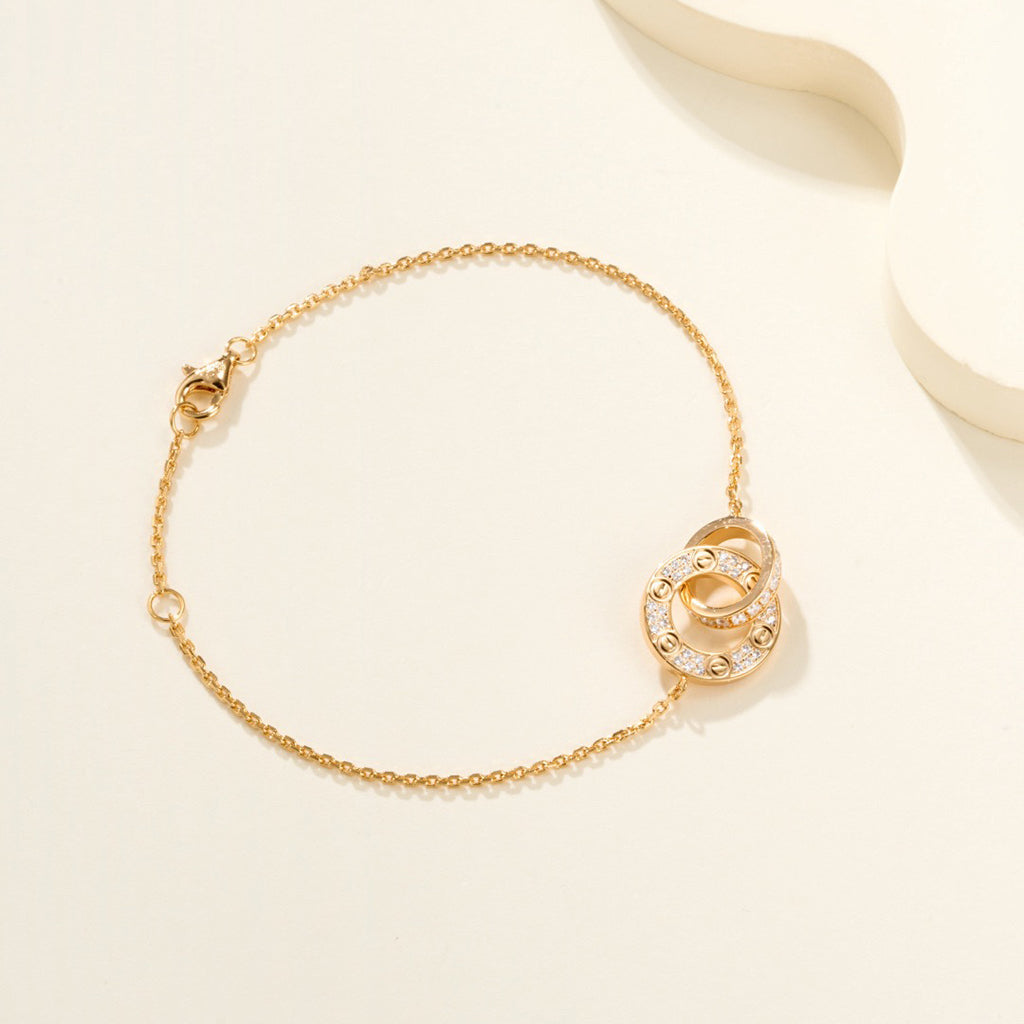 [Dawnora Jewelry]LOVE DOUBLE RING FULL DIAMOND BRACELET