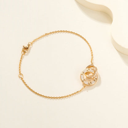 [Dawnora Jewelry]LOVE DOUBLE RING FULL DIAMOND BRACELET