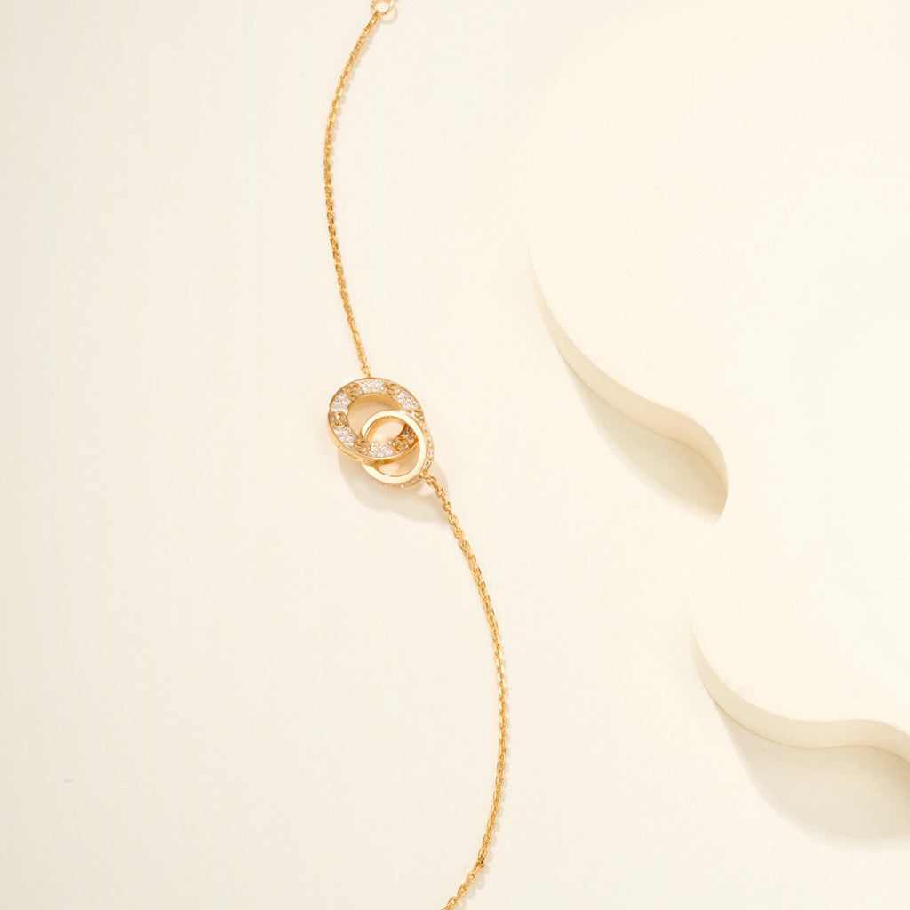 [Dawnora Jewelry]LOVE DOUBLE RING FULL DIAMOND BRACELET