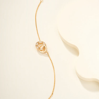 [Dawnora Jewelry]LOVE DOUBLE RING FULL DIAMOND BRACELET
