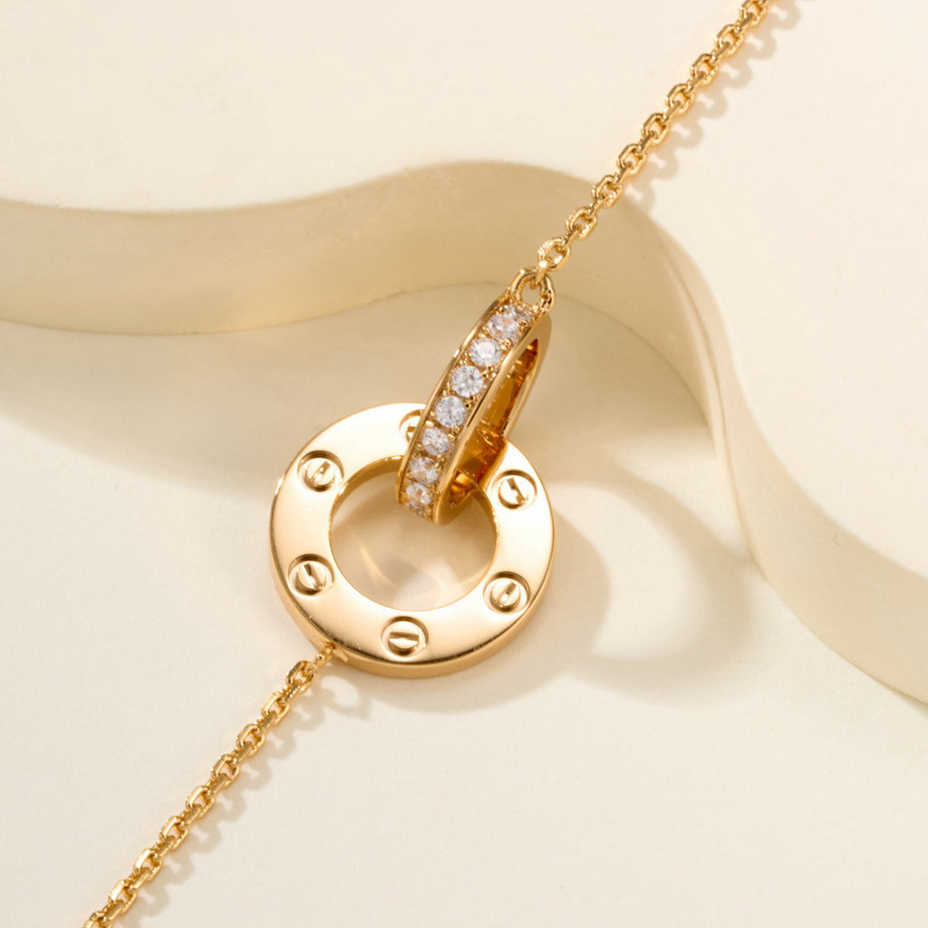 [Dawnora Jewelry]LOVE DOUBLE RING FULL DIAMOND BRACELET