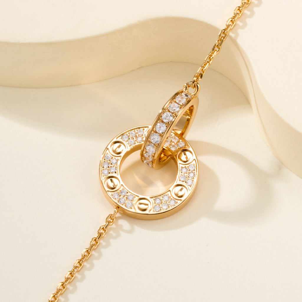 [Dawnora Jewelry]LOVE DOUBLE RING FULL DIAMOND BRACELET
