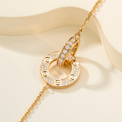 [Dawnora Jewelry]LOVE DOUBLE RING FULL DIAMOND BRACELET
