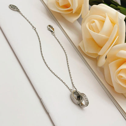 [Dawnora Jewelry]LOVE DOUBLE RING HALF DIAMOND BRACELET