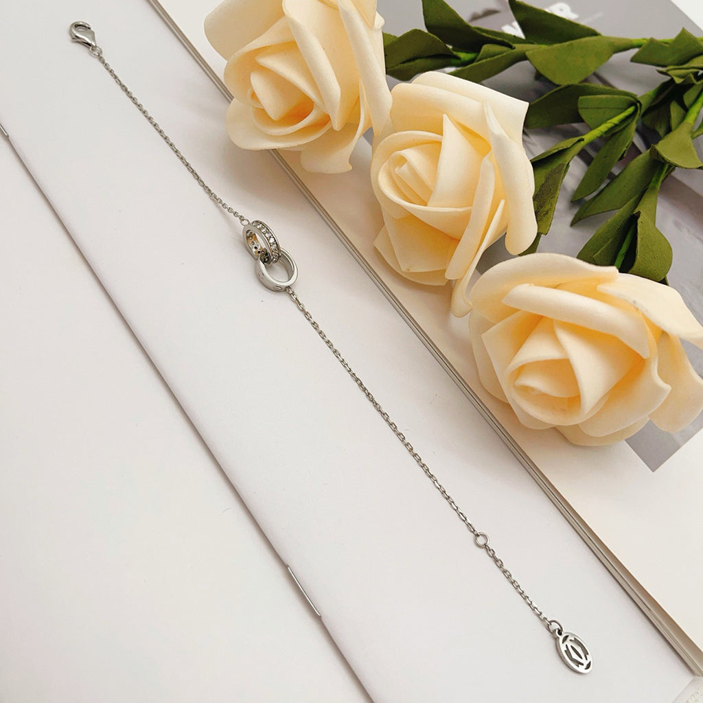 [Dawnora Jewelry]LOVE DOUBLE RING HALF DIAMOND BRACELET