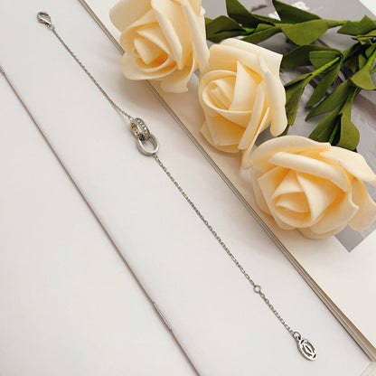 [Dawnora Jewelry]LOVE DOUBLE RING HALF DIAMOND BRACELET