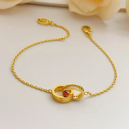 [Dawnora Jewelry]LOVE DOUBLE RING HALF DIAMOND BRACELET