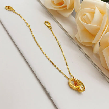 [Dawnora Jewelry]LOVE DOUBLE RING HALF DIAMOND BRACELET
