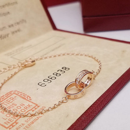 [Dawnora Jewelry]LOVE DOUBLE RING HALF DIAMOND BRACELET