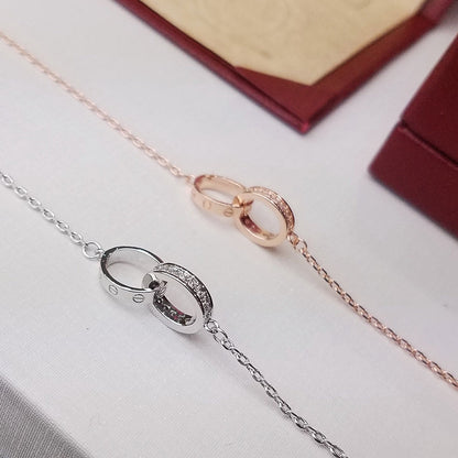 [Dawnora Jewelry]LOVE DOUBLE RING HALF DIAMOND BRACELET