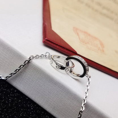 [Dawnora Jewelry]LOVE DOUBLE RING HALF DIAMOND BRACELET