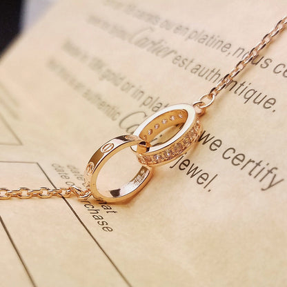 [Dawnora Jewelry]LOVE DOUBLE RING HALF DIAMOND BRACELET