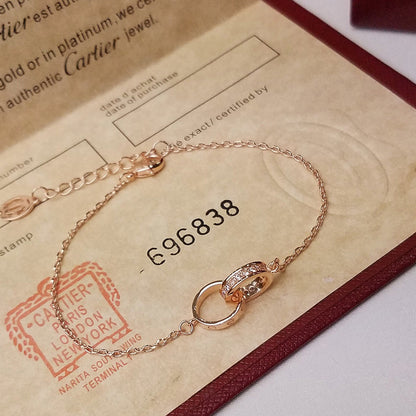 [Dawnora Jewelry]LOVE DOUBLE RING HALF DIAMOND BRACELET