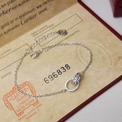 [Dawnora Jewelry]LOVE DOUBLE RING HALF DIAMOND BRACELET