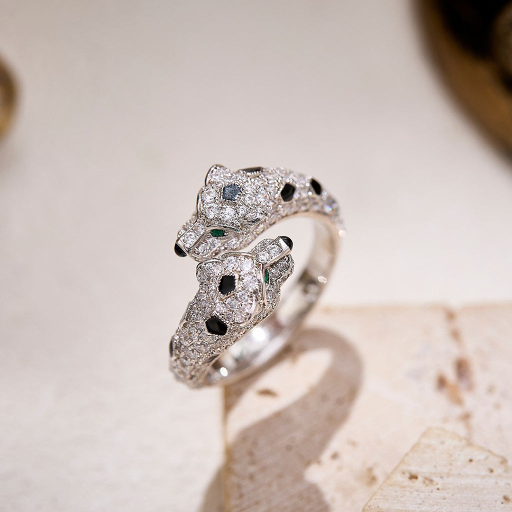[Dawnora Jewelry]PANTHERE DOUBLE HEADED FULL DIAMOND  RING