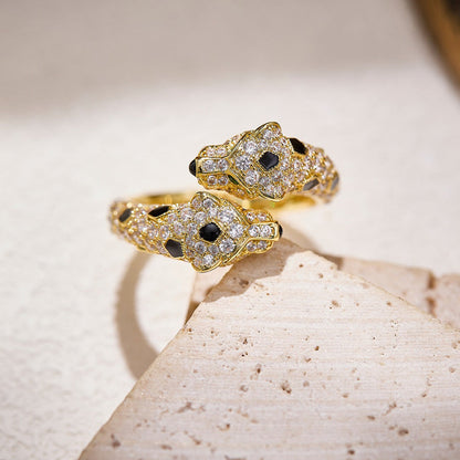 [Dawnora Jewelry]PANTHERE DOUBLE HEADED FULL DIAMOND  RING