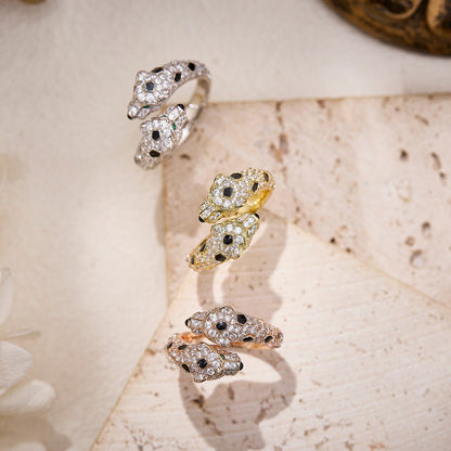 [Dawnora Jewelry]PANTHERE DOUBLE HEADED FULL DIAMOND  RING