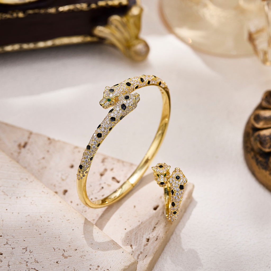 [Dawnora Jewelry]PANTHERE DOUBLE HEADED FULL DIAMOND  RING