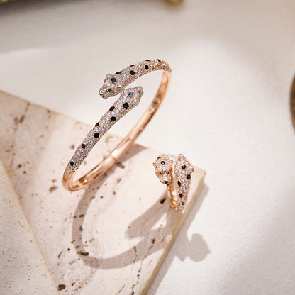 [Dawnora Jewelry]PANTHERE DOUBLE HEADED FULL DIAMOND  RING