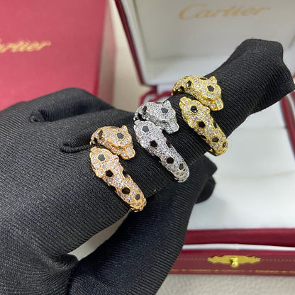 [Dawnora Jewelry]PANTHERE DOUBLE HEADED FULL DIAMOND  RING