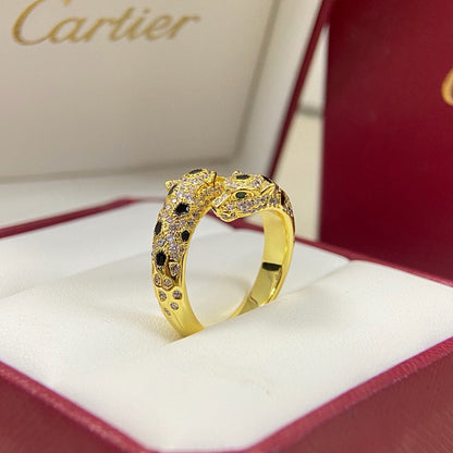 [Dawnora Jewelry]PANTHERE DOUBLE HEADED FULL DIAMOND  RING