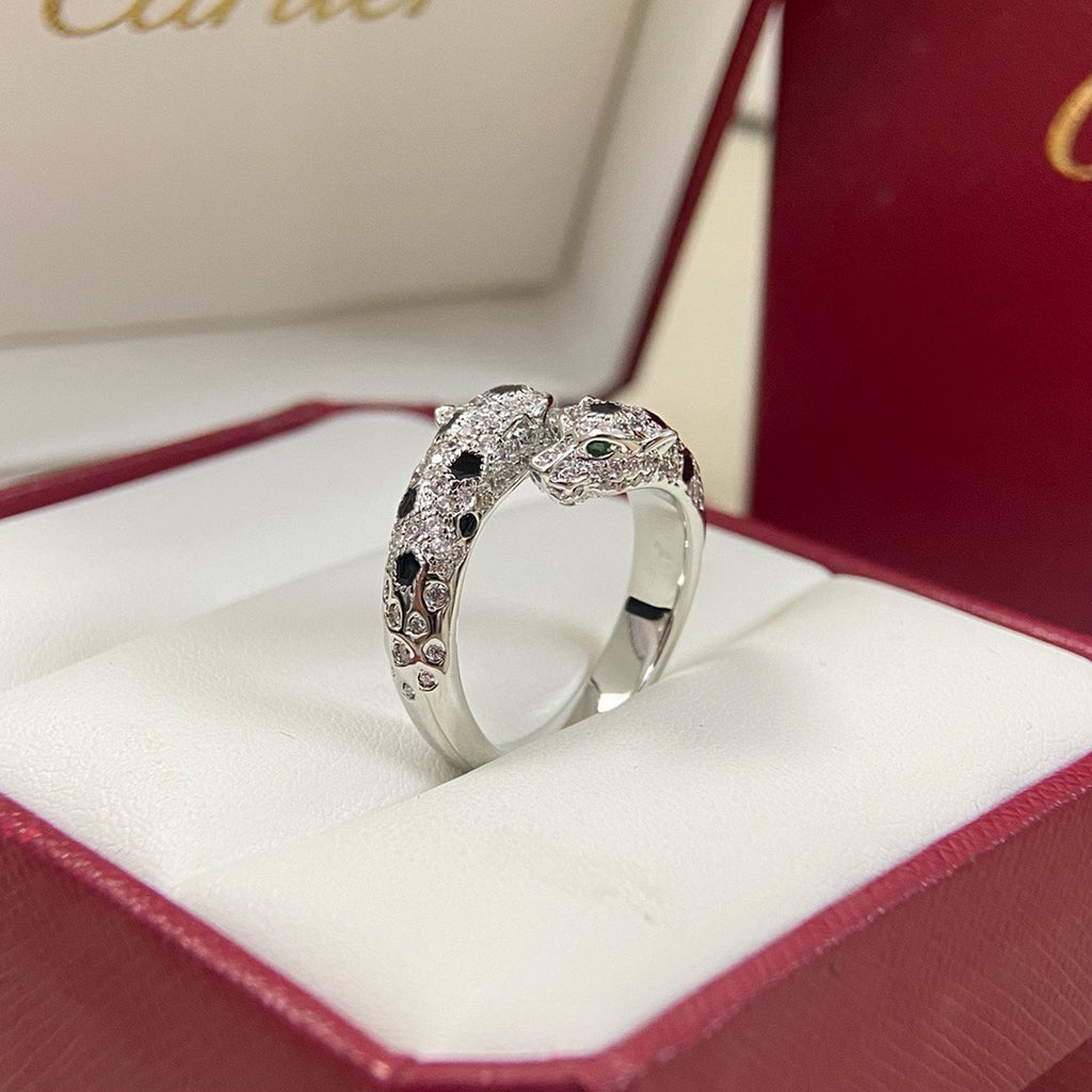 [Dawnora Jewelry]PANTHERE DOUBLE HEADED FULL DIAMOND  RING