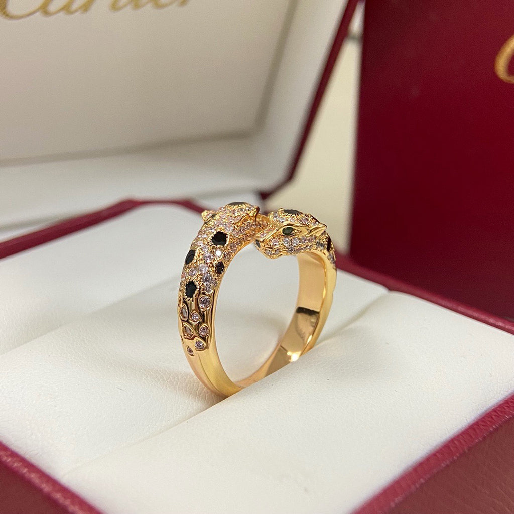 [Dawnora Jewelry]PANTHERE DOUBLE HEADED FULL DIAMOND  RING