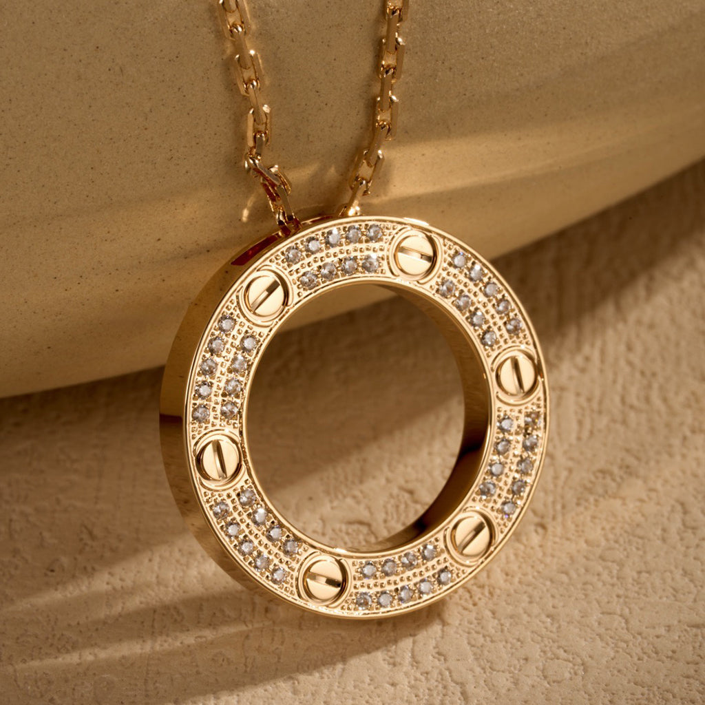 [Dawnora Jewelry]LOVE NECKLACE 16MM  FULL DIAMOND