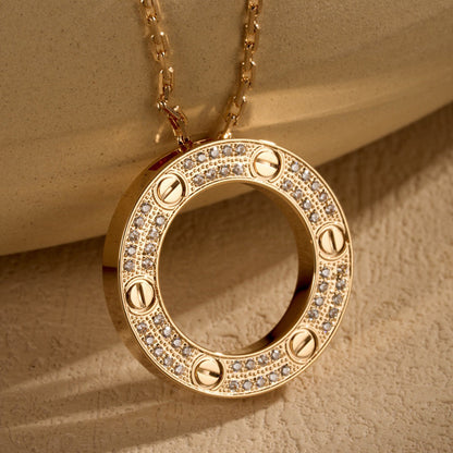 [Dawnora Jewelry]LOVE NECKLACE 16MM  FULL DIAMOND