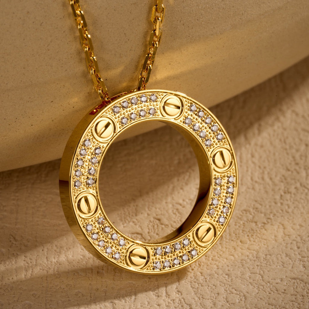 [Dawnora Jewelry]LOVE NECKLACE 16MM  FULL DIAMOND