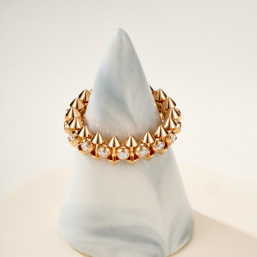[Dawnora Jewelry]CLASH 6.8MM DIAMOND MEDIUM RING