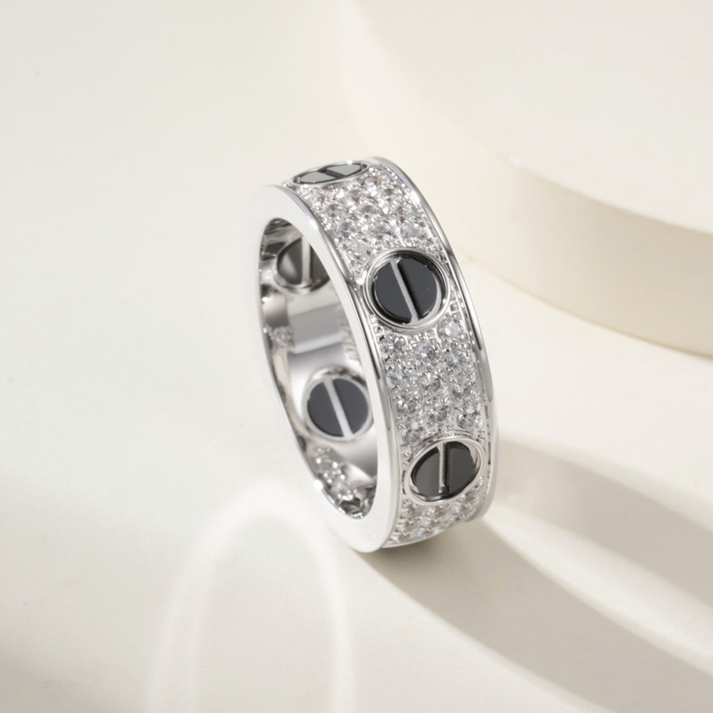 [Dawnora Jewelry]LOVE RING 5.5MM DIAMONDS PAVED CERAMIC