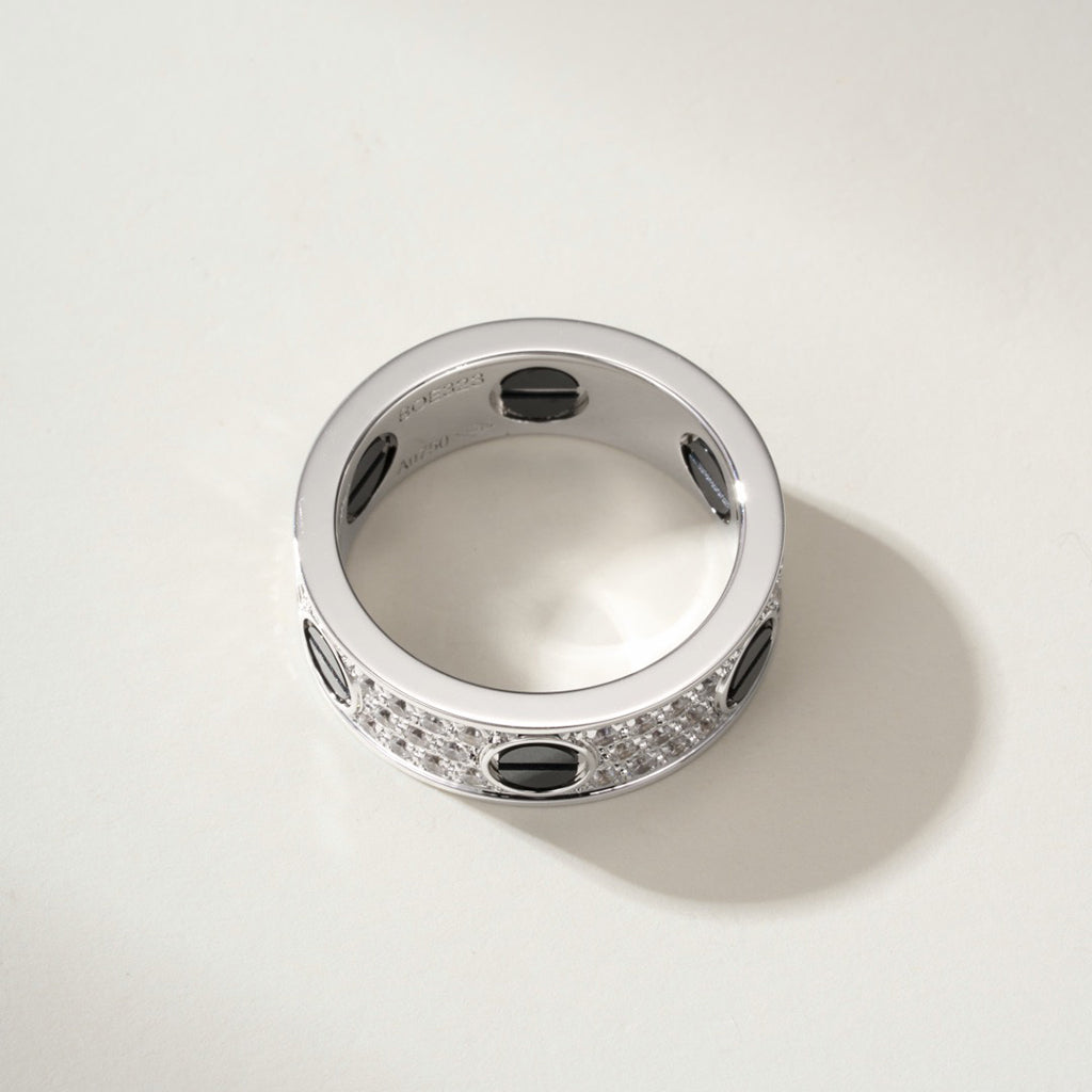 [Dawnora Jewelry]LOVE RING 5.5MM DIAMONDS PAVED CERAMIC