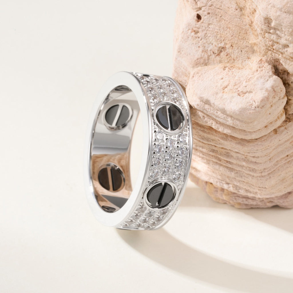 [Dawnora Jewelry]LOVE RING 5.5MM DIAMONDS PAVED CERAMIC