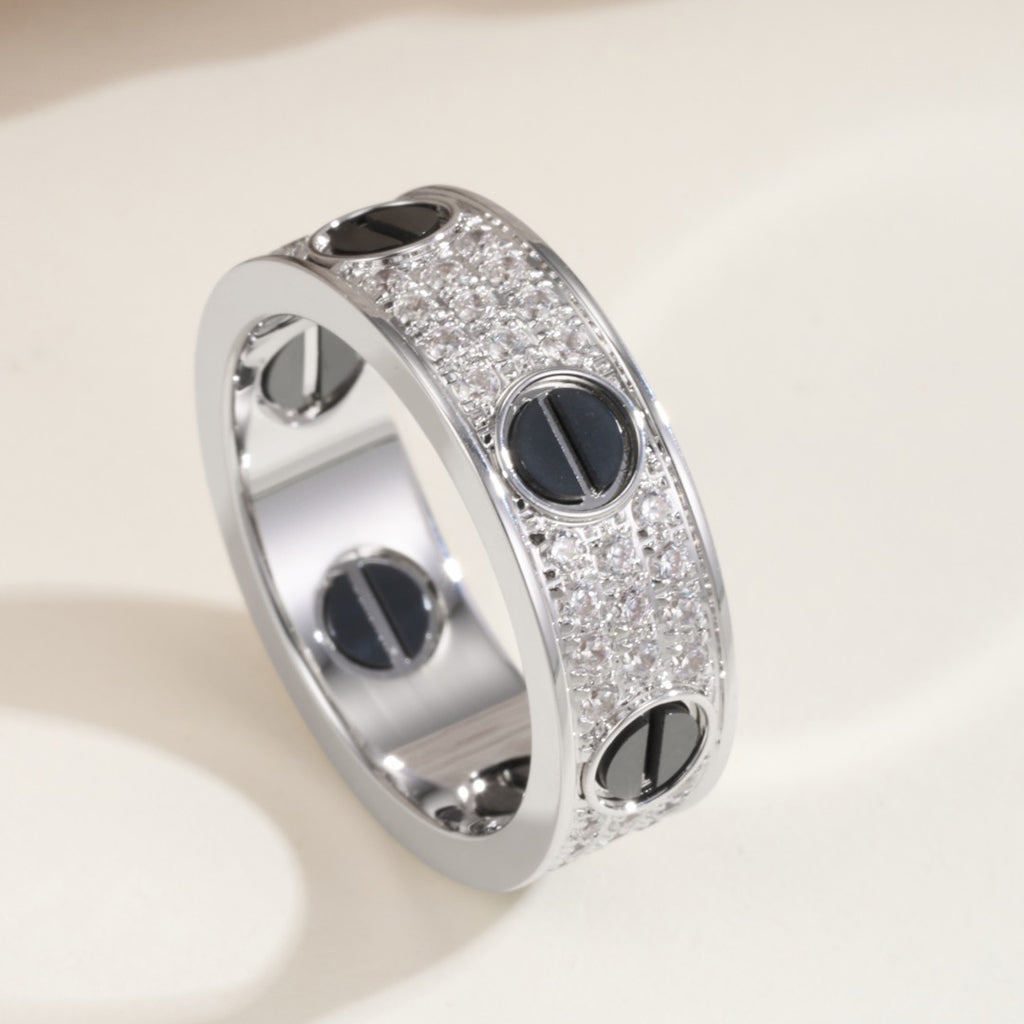 [Dawnora Jewelry]LOVE RING 5.5MM DIAMONDS PAVED CERAMIC