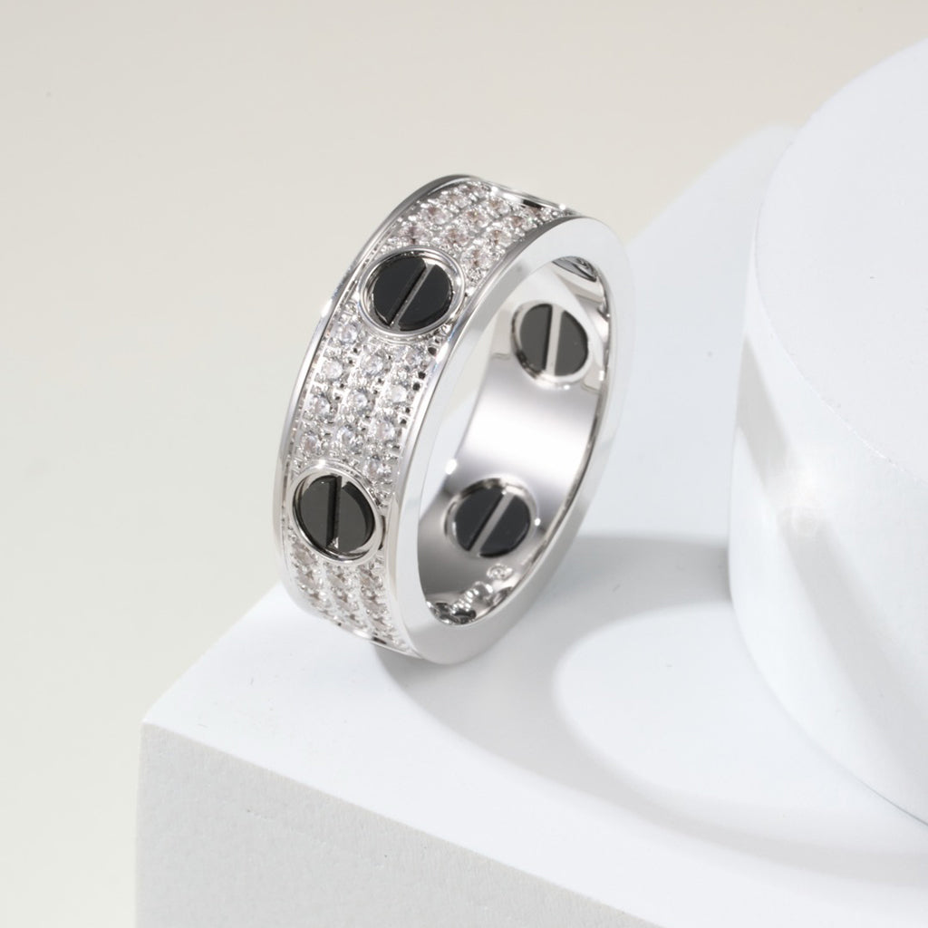 [Dawnora Jewelry]LOVE RING 5.5MM DIAMONDS PAVED CERAMIC