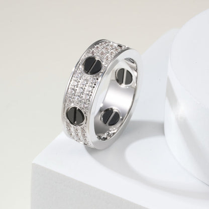[Dawnora Jewelry]LOVE RING 5.5MM DIAMONDS PAVED CERAMIC