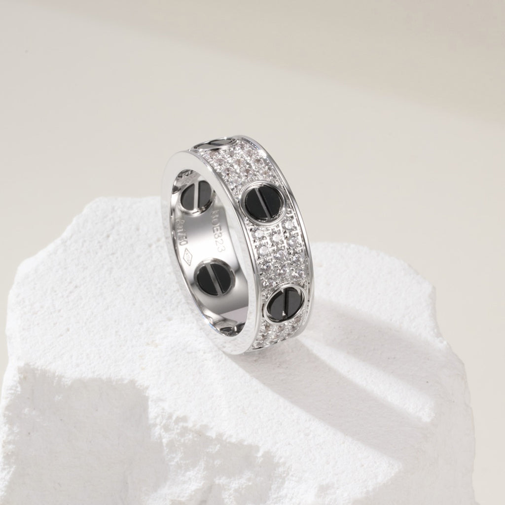 [Dawnora Jewelry]LOVE RING 5.5MM DIAMONDS PAVED CERAMIC