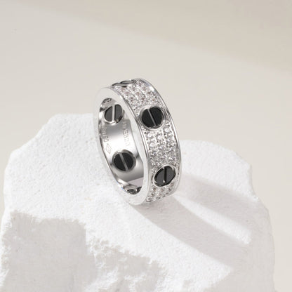 [Dawnora Jewelry]LOVE RING 5.5MM DIAMONDS PAVED CERAMIC