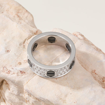 [Dawnora Jewelry]LOVE RING 5.5MM DIAMONDS PAVED CERAMIC