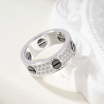 [Dawnora Jewelry]LOVE RING 5.5MM DIAMONDS PAVED CERAMIC