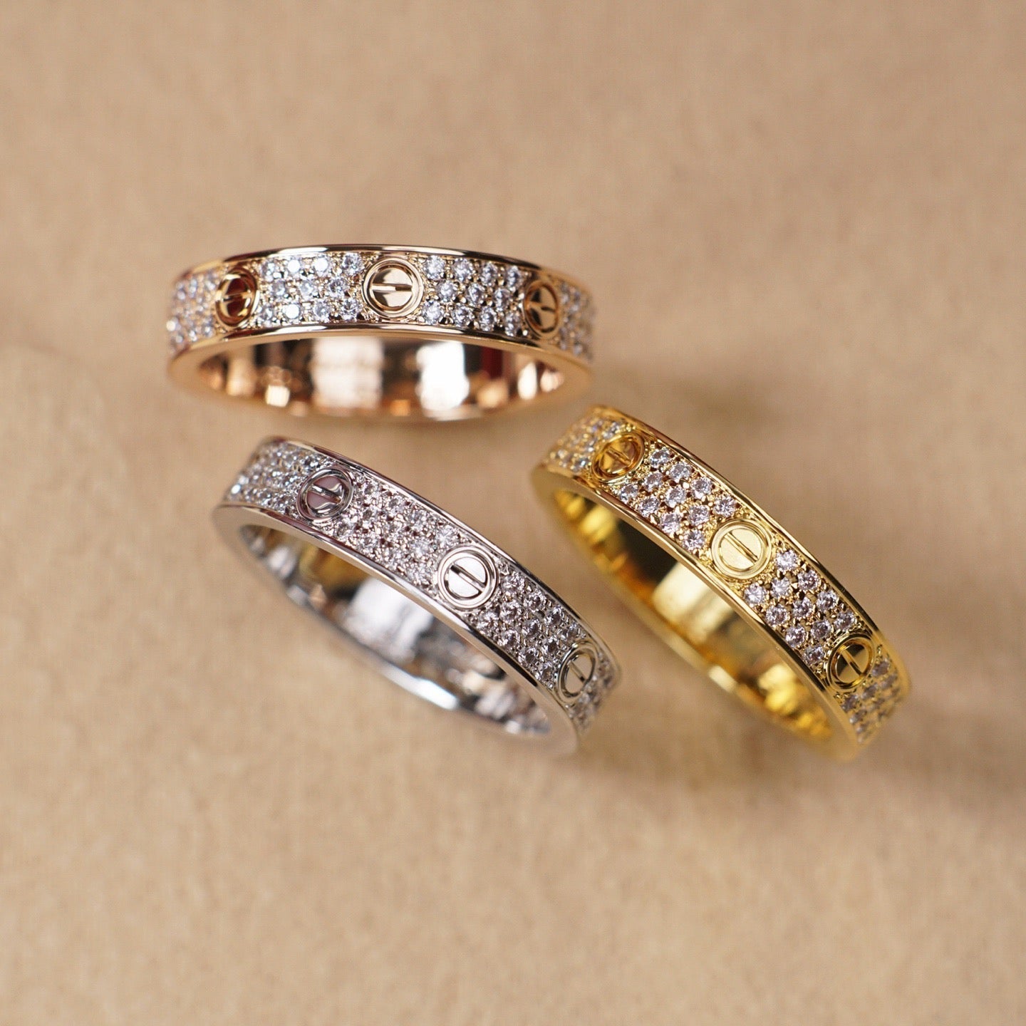 [Dawnora Jewelry]LOVE RING 4.0MM DIAMOND PAVED
