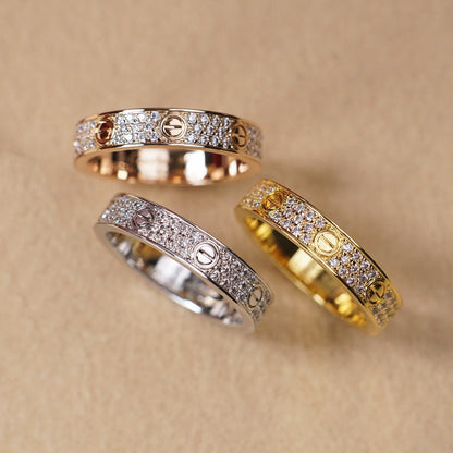 [Dawnora Jewelry]LOVE RING 4.0MM DIAMOND PAVED