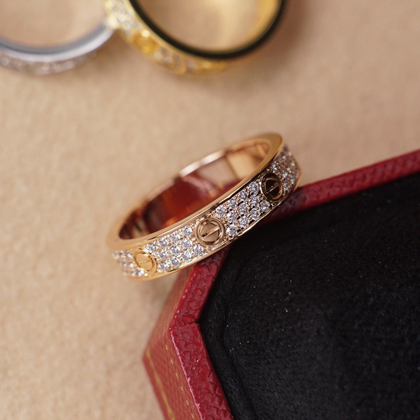 [Dawnora Jewelry]LOVE RING 4.0MM DIAMOND PAVED