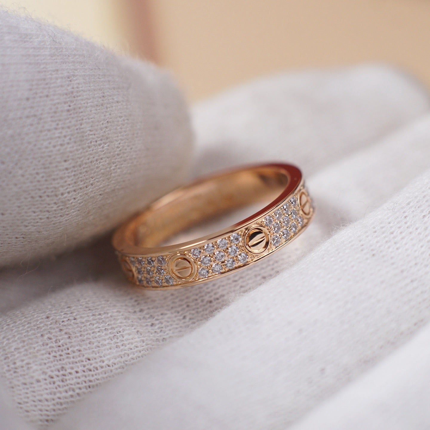 [Dawnora Jewelry]LOVE RING 4.0MM DIAMOND PAVED