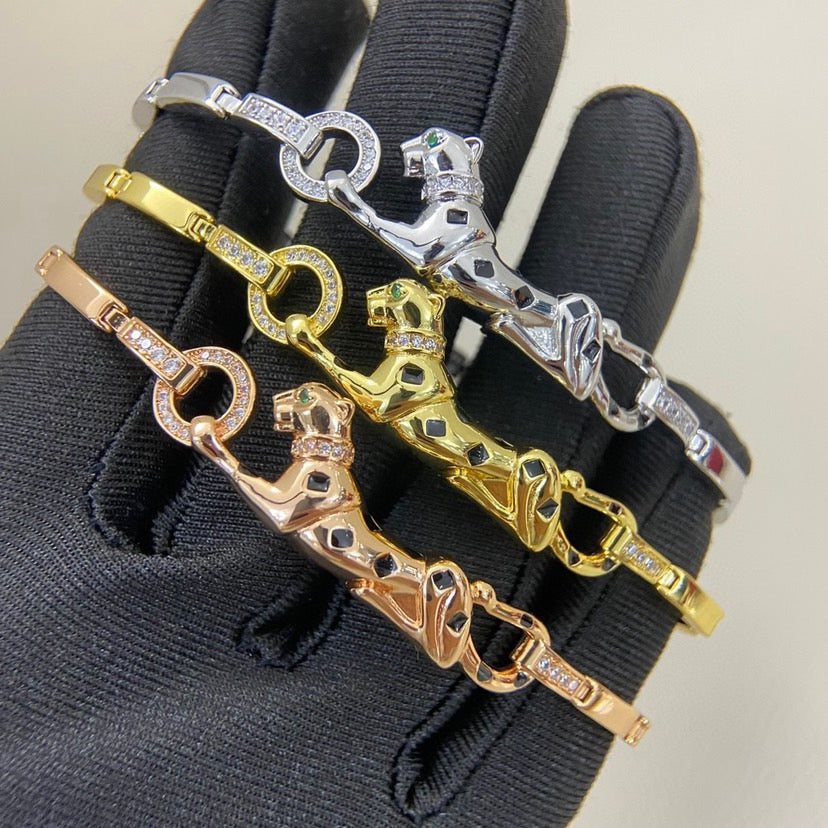 [Dawnora Jewelry]PANTHERE HALF DIAMOND ON CHAIN BRACELET