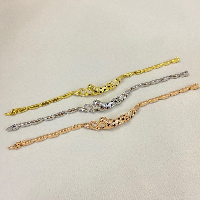 [Dawnora Jewelry]PANTHERE HALF DIAMOND ON CHAIN BRACELET