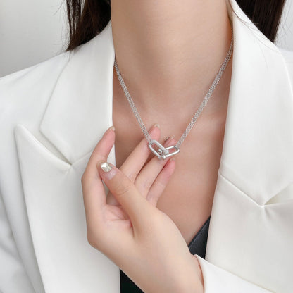 [Dawnora Jewelry]HARDWEAR DIAMOND PEDANT DOUBLE CHAIN NECKLACE